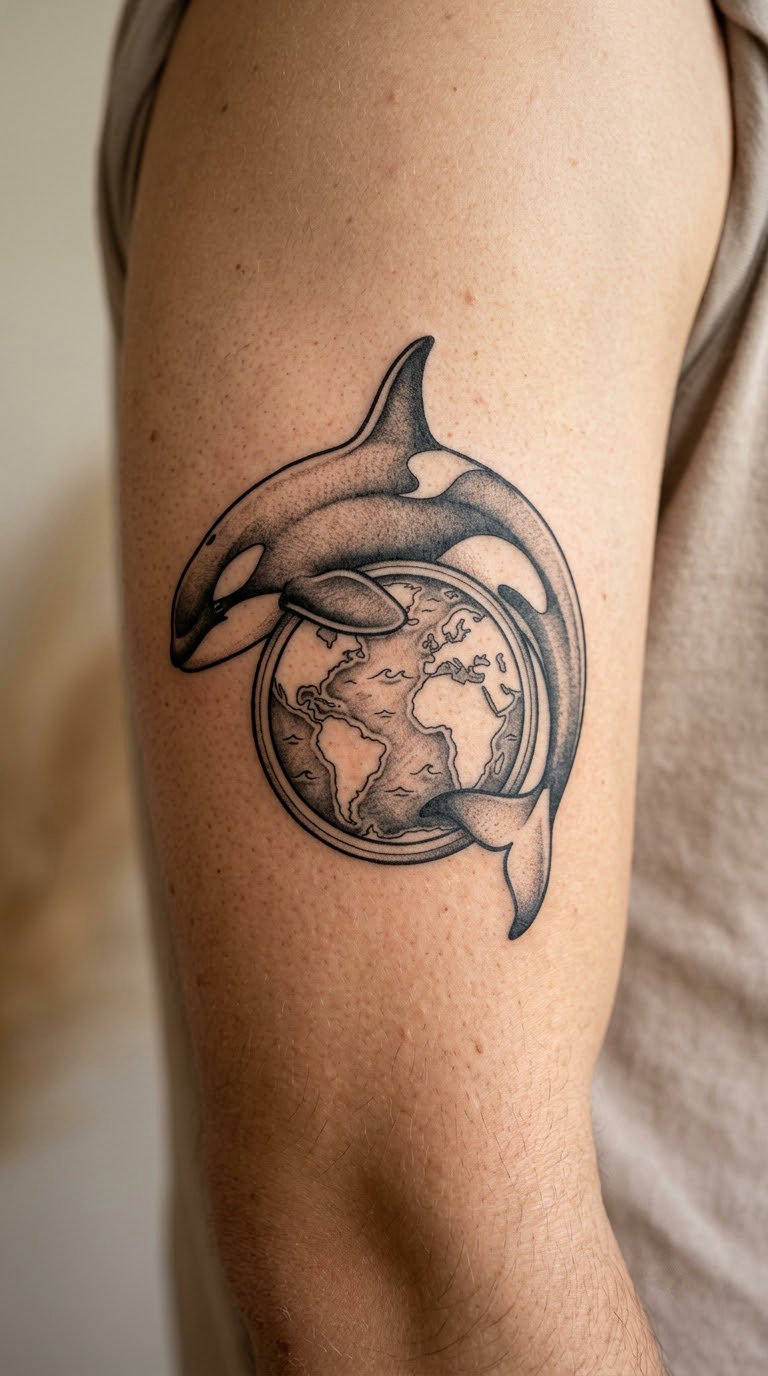 Orca And Ocean Globe
