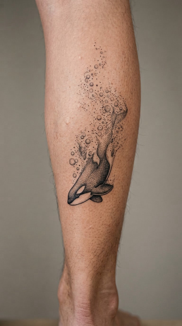 Dotwork Orca Made From Bubbles