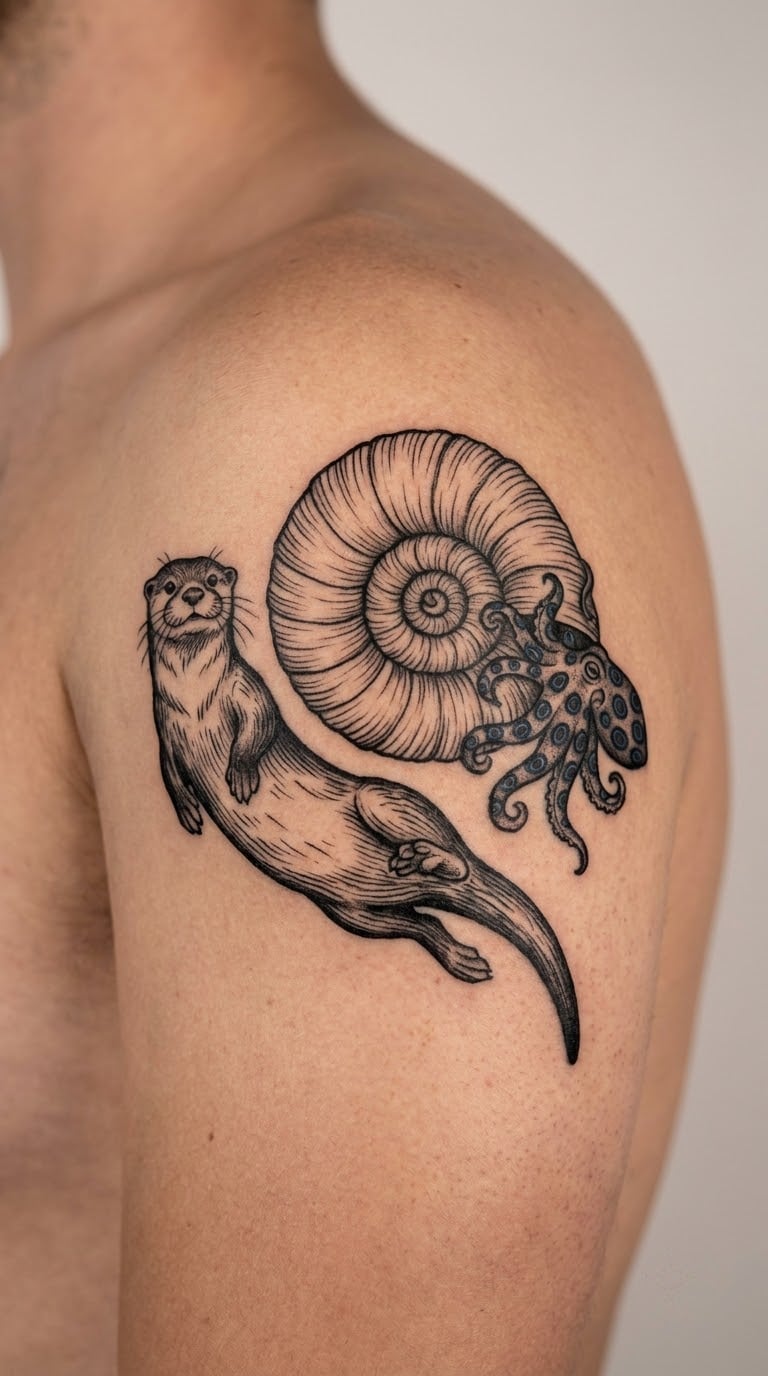 Neptune Otter with a Shell