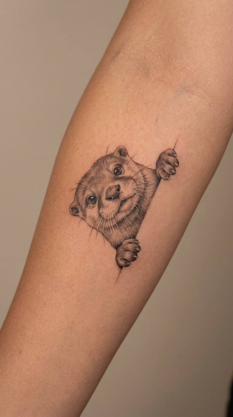 Sneaky Otter Emerging From the Forearm