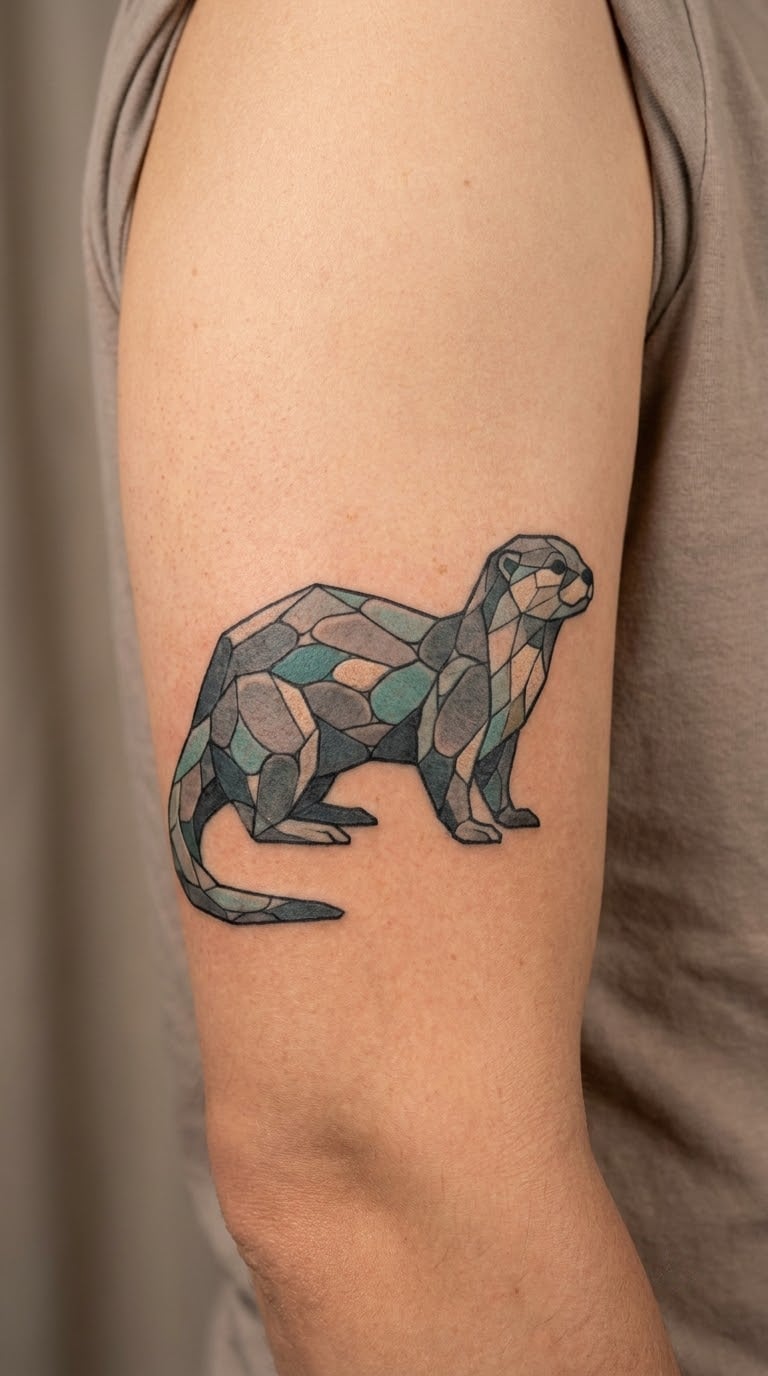 Mosaic Otter Made of River Stones