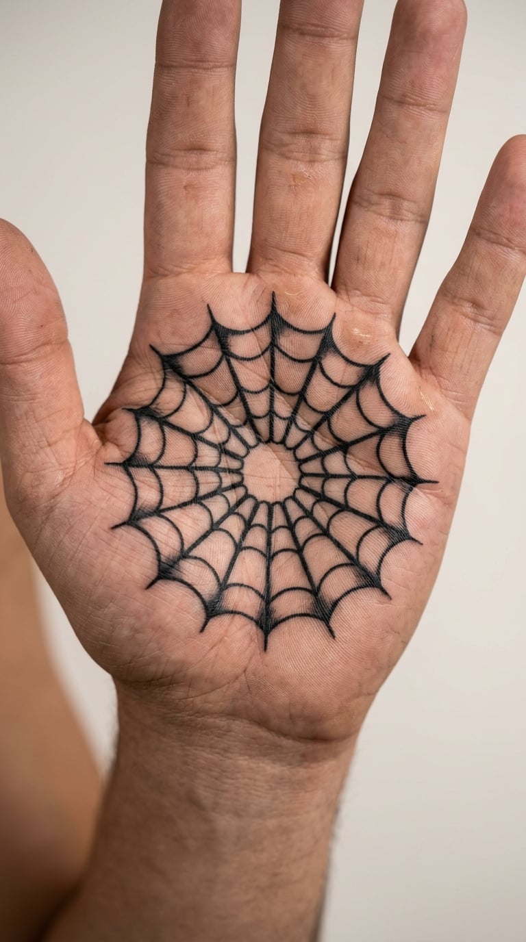 Spiderweb Across the Palm