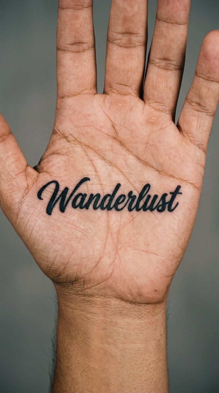 Single Word Script Across the Palm