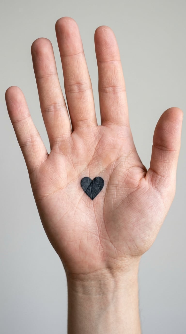 Simple Black Heart on the Palm Center