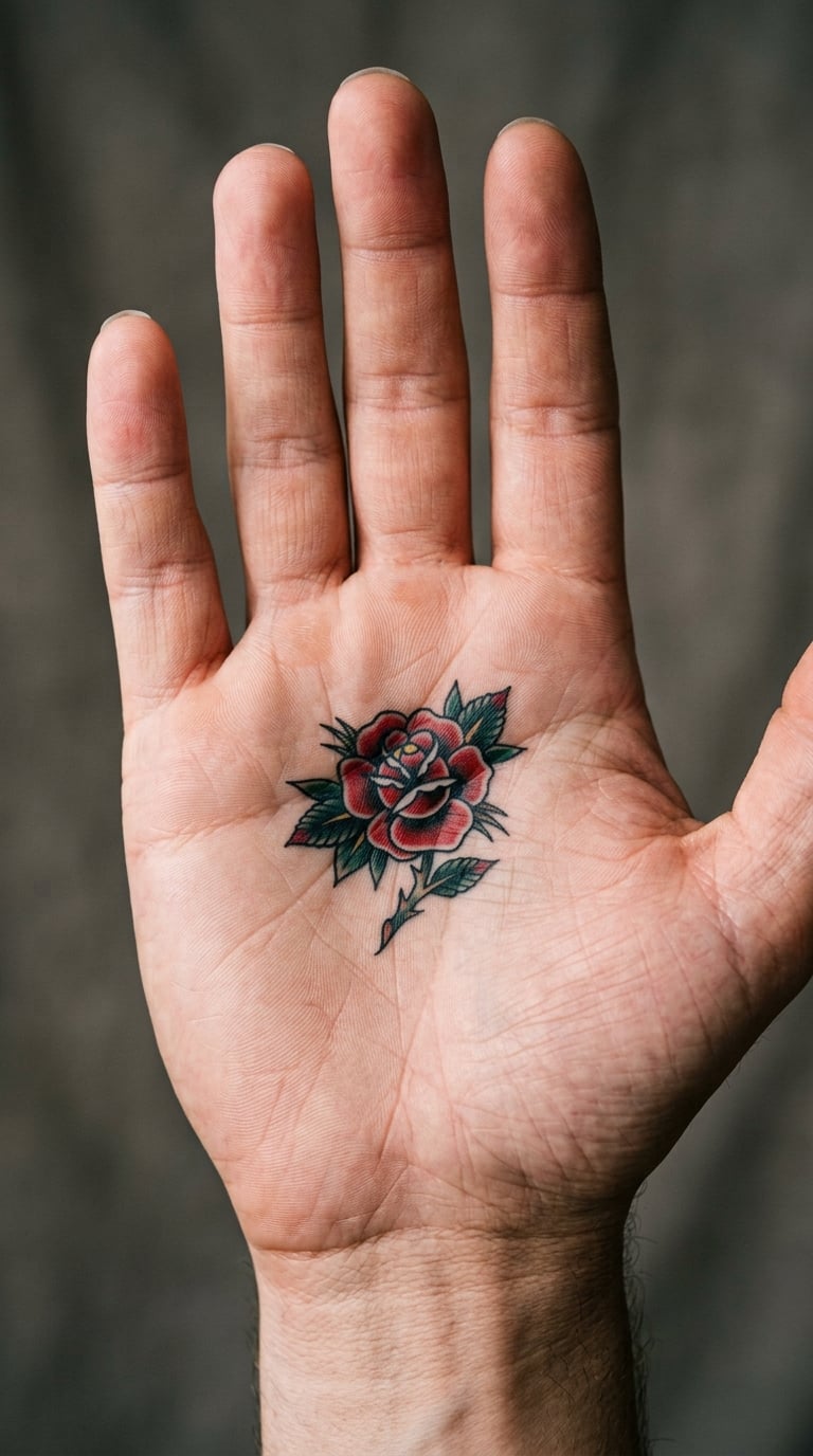 Traditional Rose in the Palm