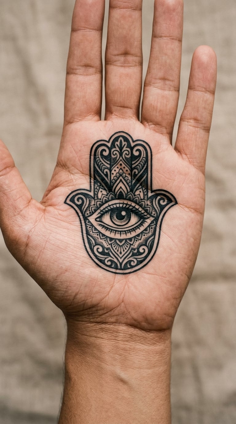 Blackwork Hamsa Palm Piece