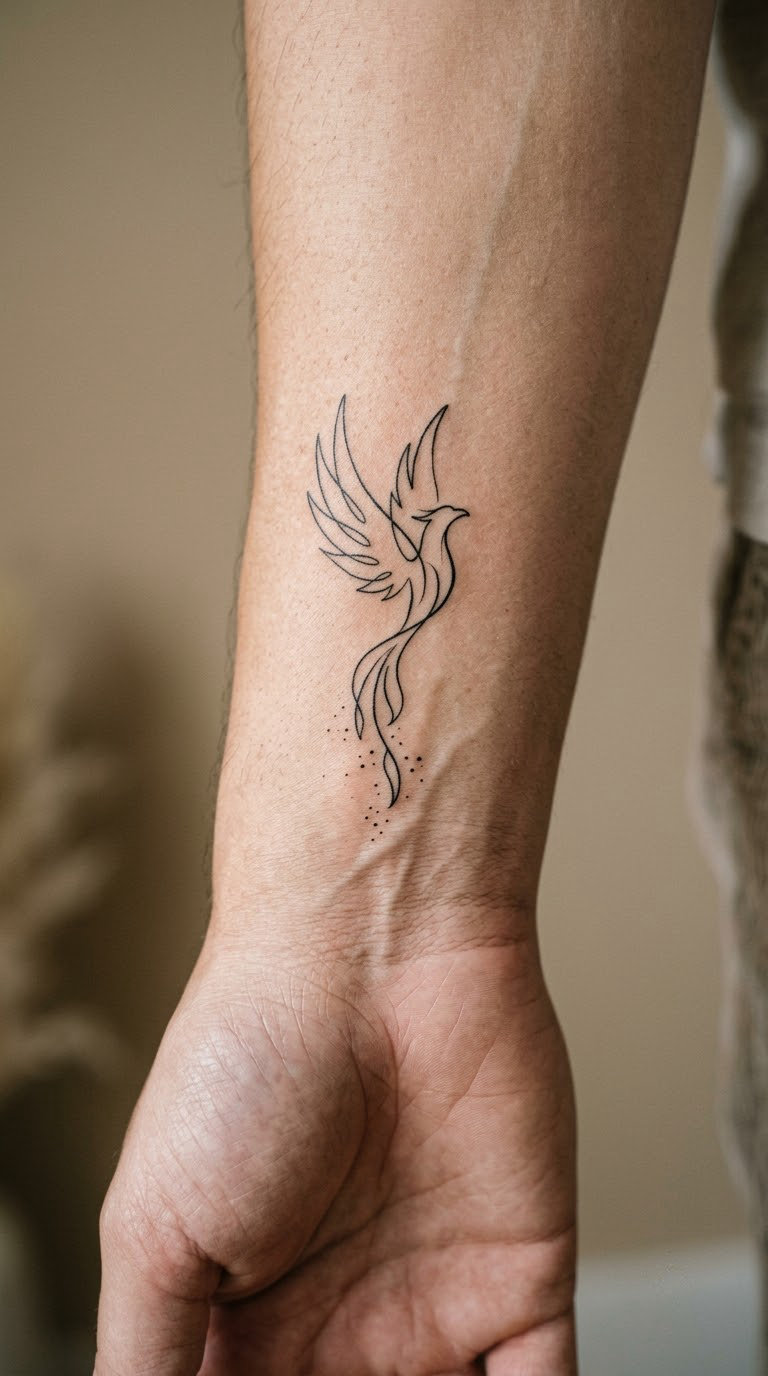 The Ember Burst — a fine line bird for a small spot