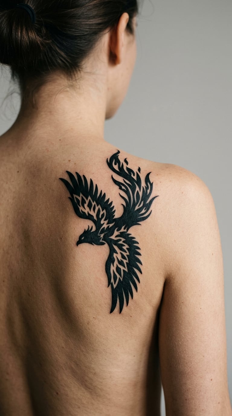 The Ashen Silhouette — a blackwork bird in negative space