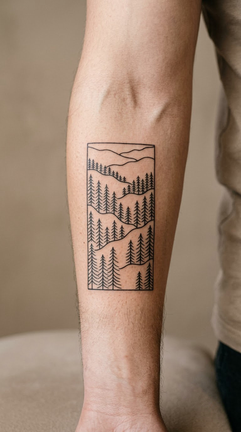 Monoline Pine Forest Panel