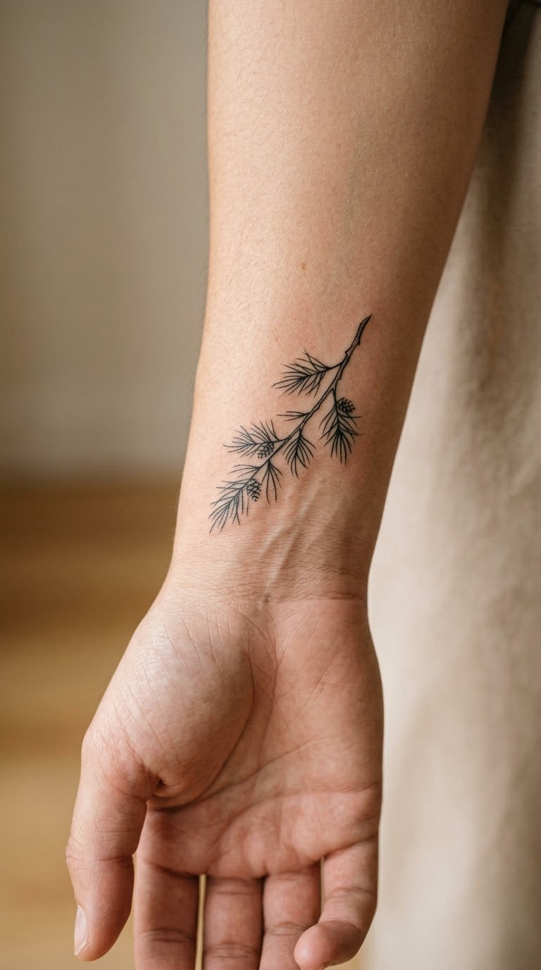 Minimal Pine Branch With Needle Clusters