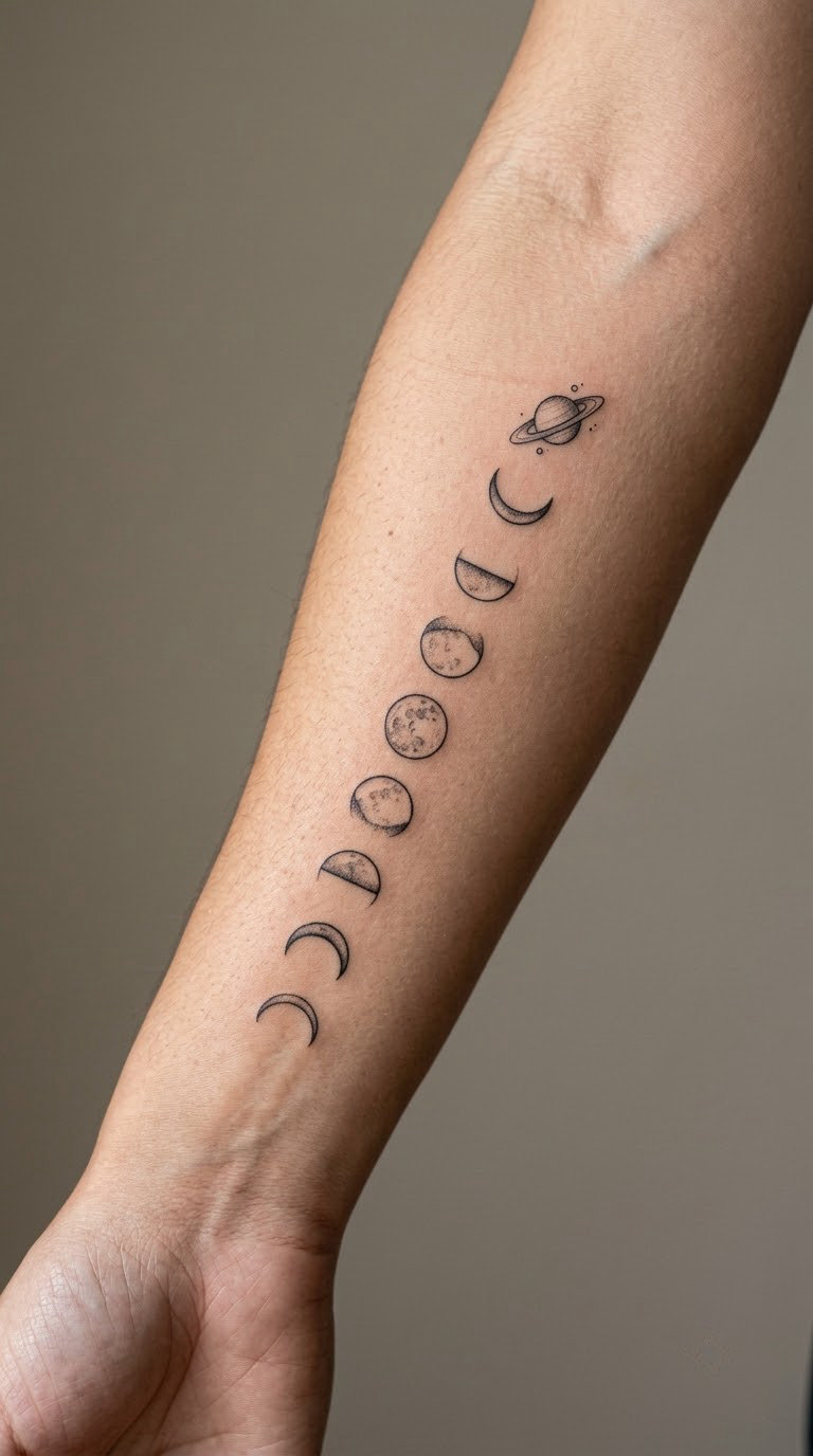 Moon Phase and Saturn Arc