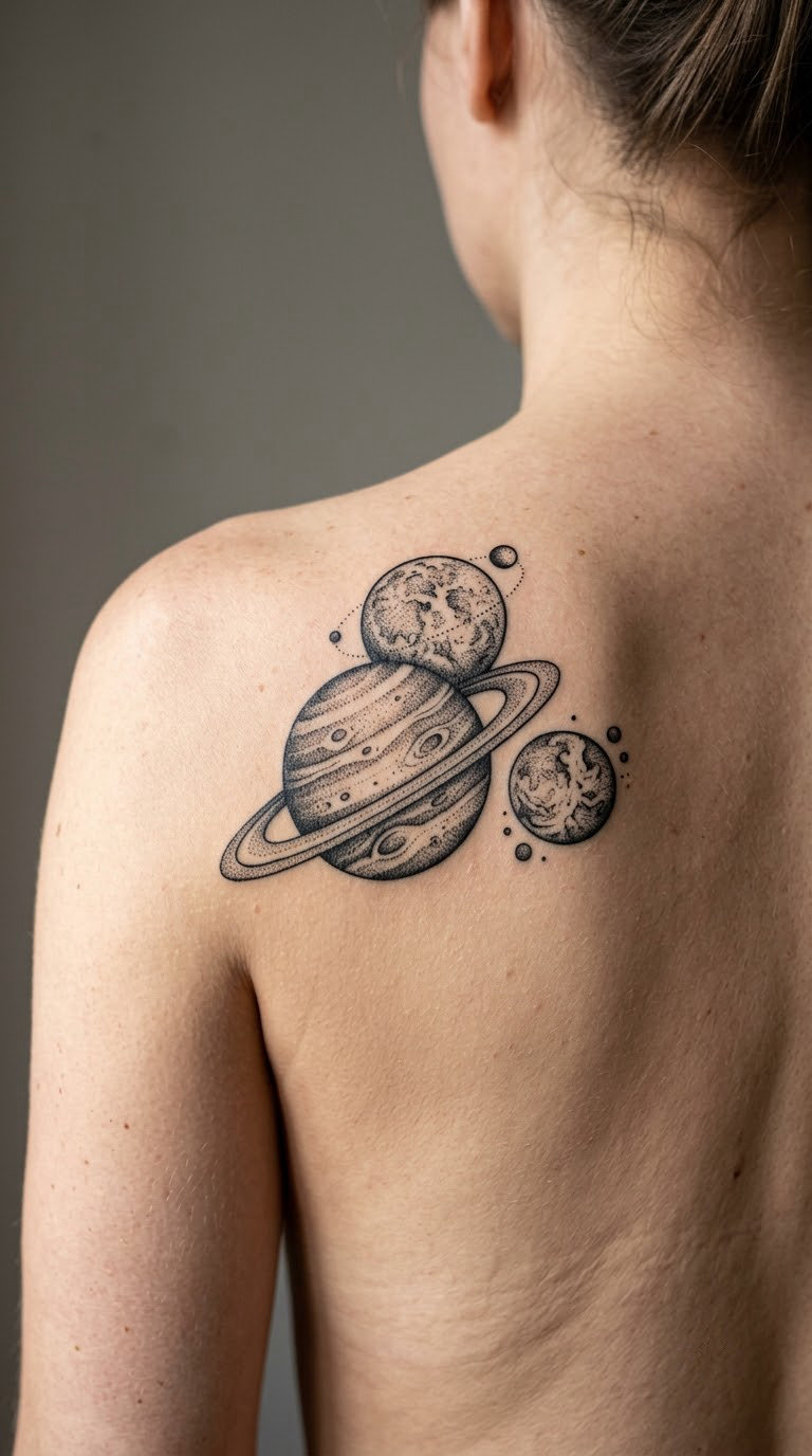 Dotwork Planet Cluster
