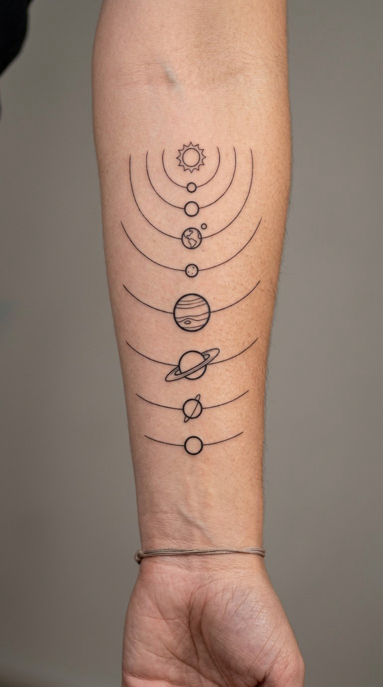 Line-Art Solar System Forearm