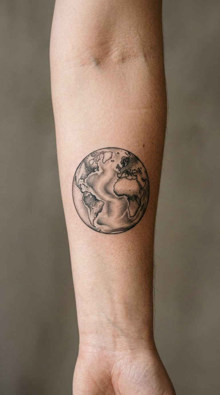 Realistic Earth in Black and Grey