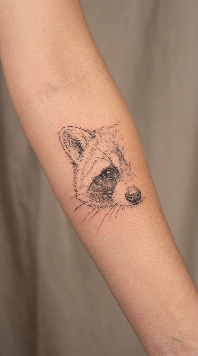 Fine-Line Raccoon Face