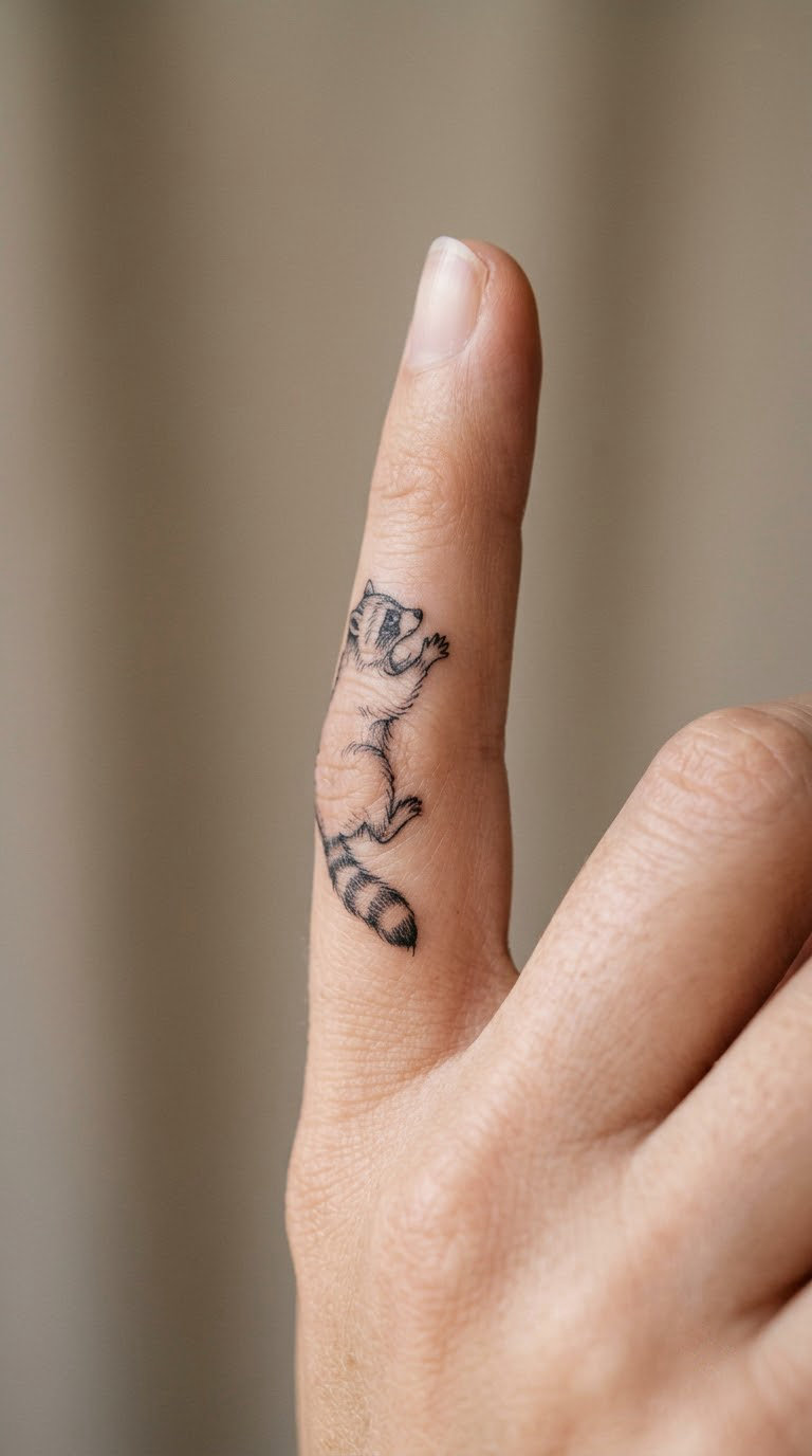 Raccoon Climbing a Finger
