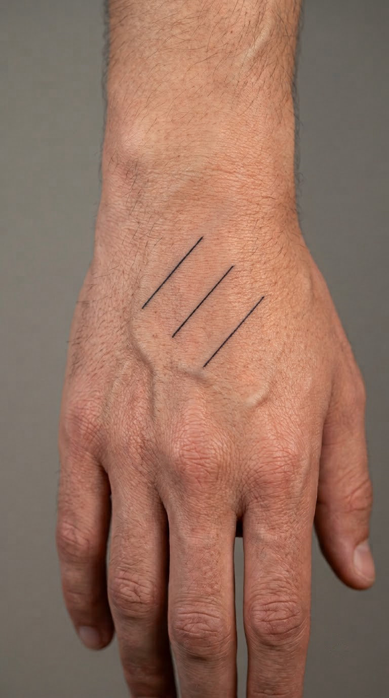 Minimal Diagonal Rain Marks on the Hand
