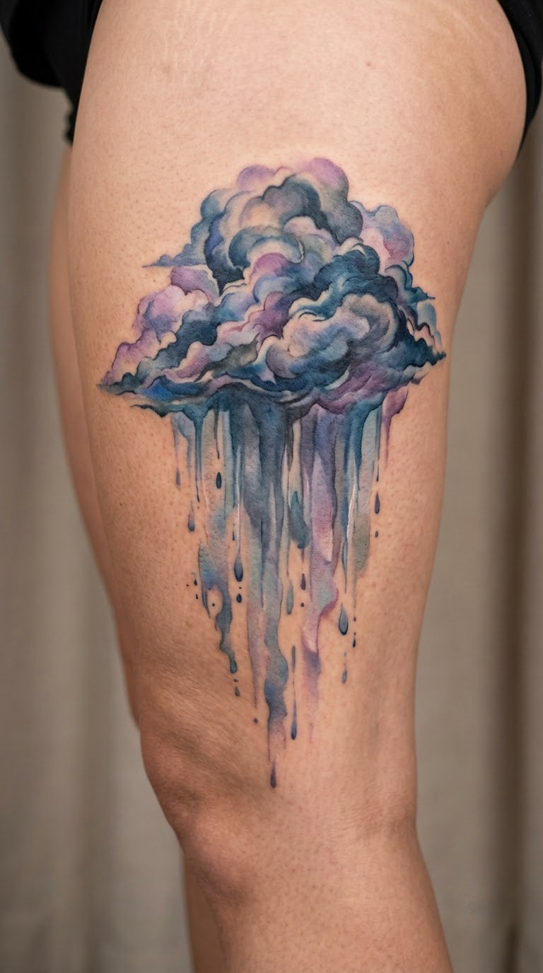 Watercolor Storm Cloud on the Thigh