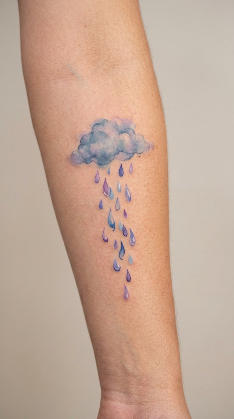 Watercolor Rain Shower on the Forearm