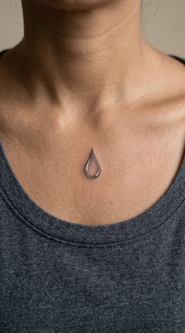 Realistic Raindrop on the Collarbone