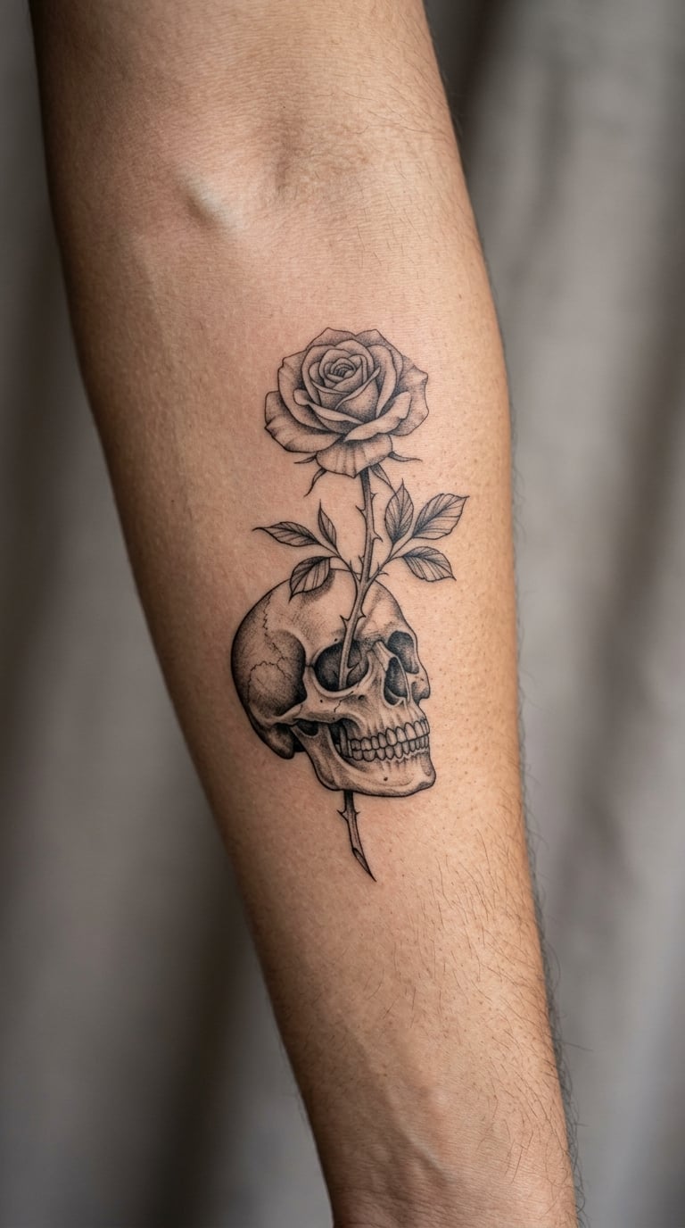 Rose and Skull, the Memento Mori Version