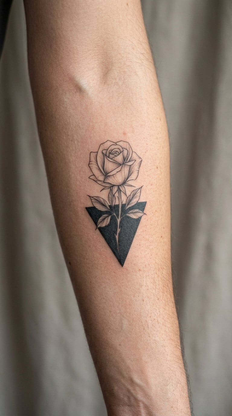 Rose Half-Bloom Inside a Geometric Wedge