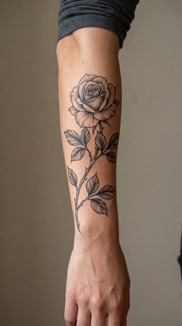 Rose Winding Toward the Elbow as a Sleeve Start