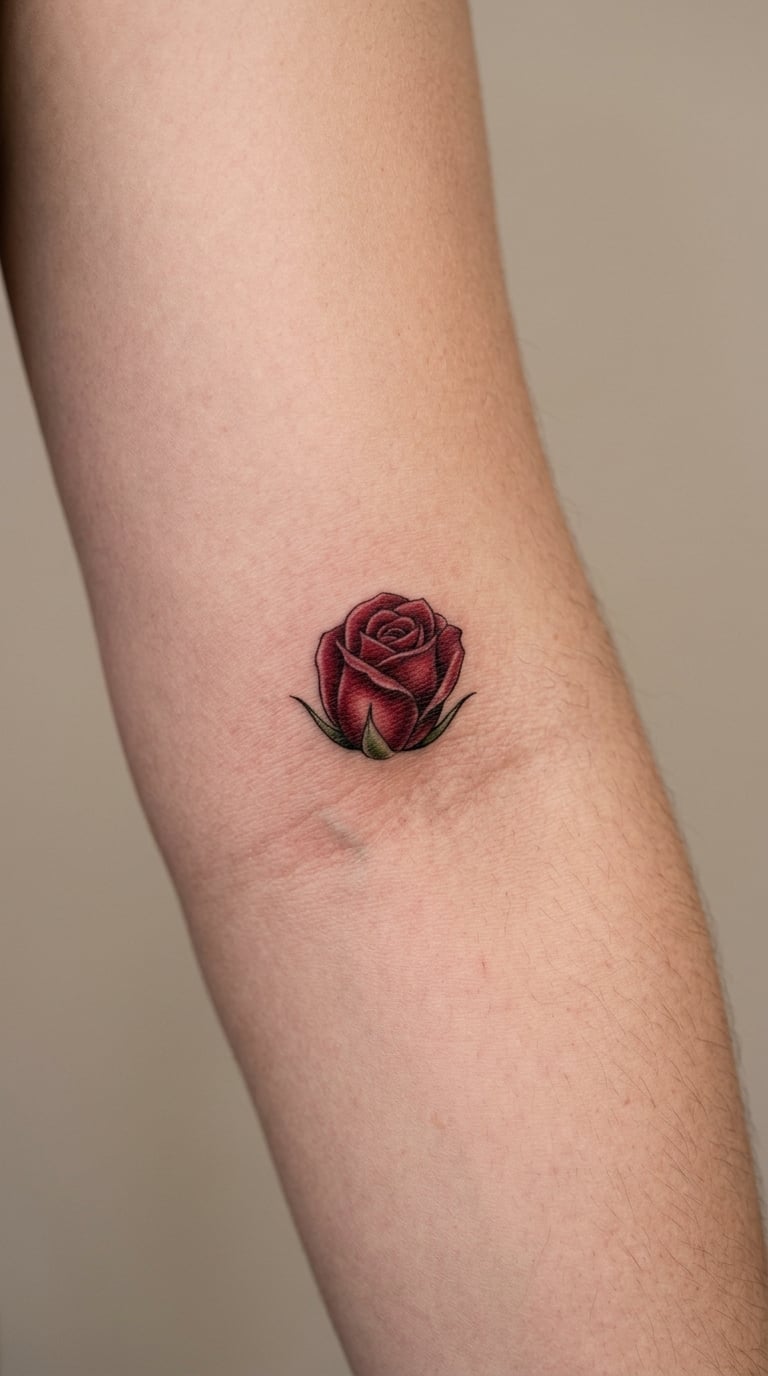 Rose Bud Tucked Into the Inner Elbow Crease