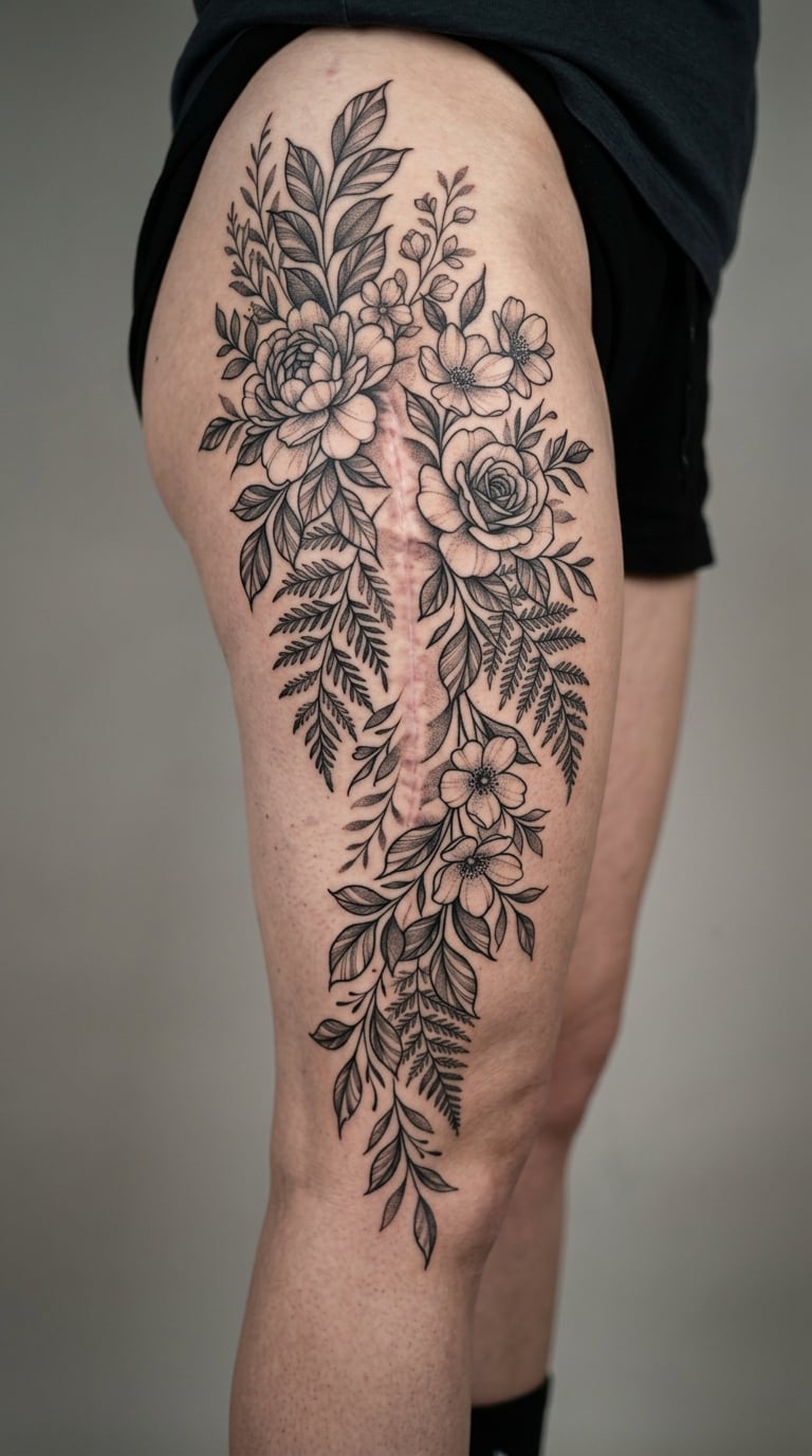 Dense Monochrome Botanical Cascade