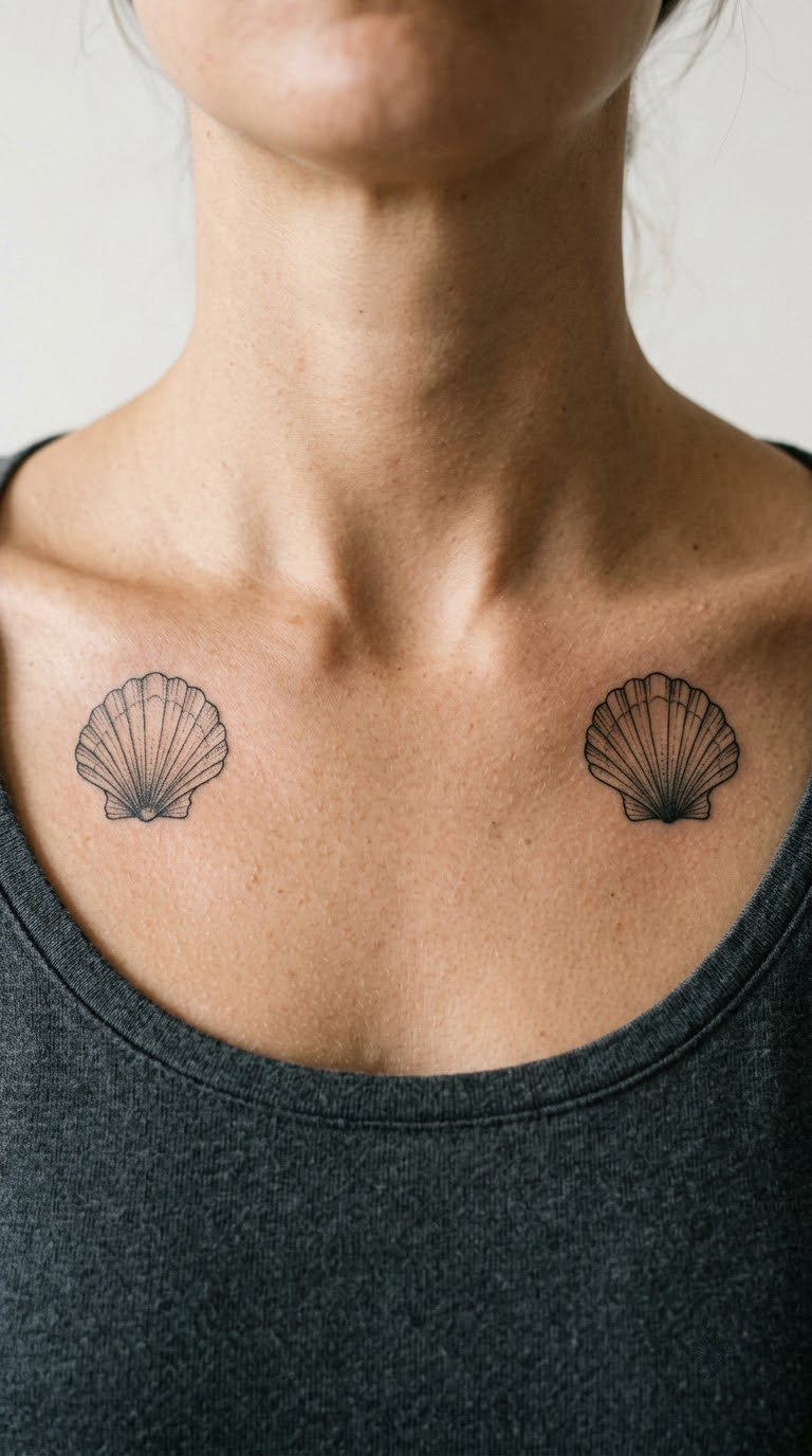 Two Matching Shells on the Collarbones