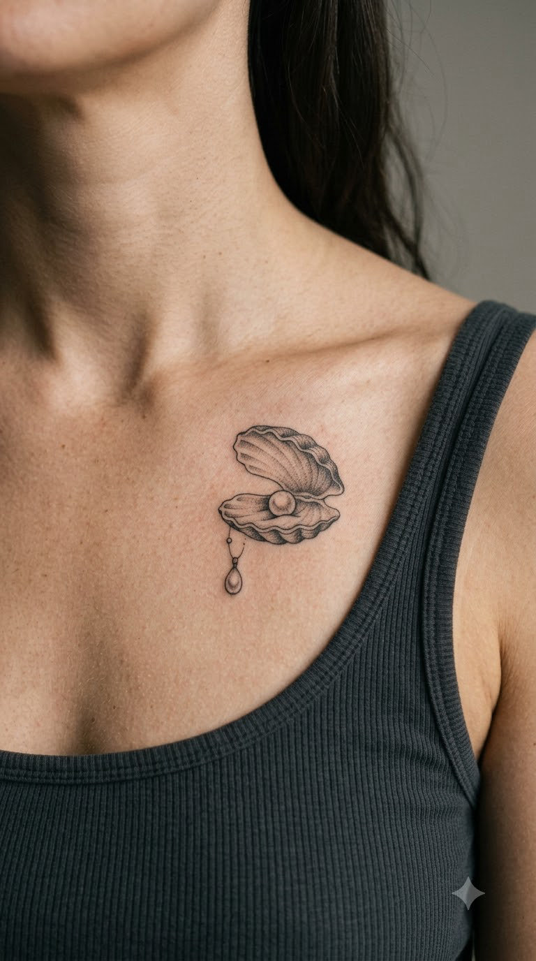 Pearl Oyster Shell with a Pearl Drop on the Chest