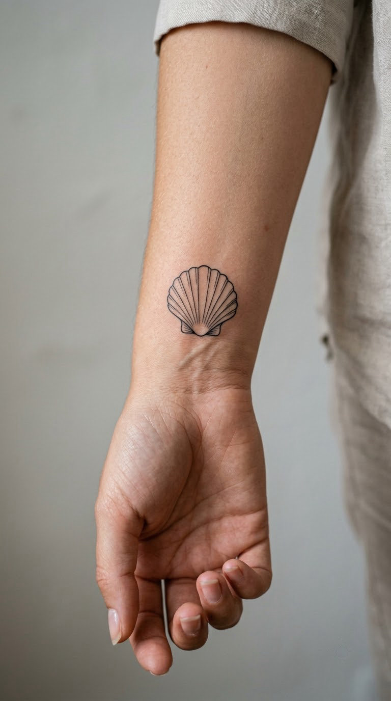 Minimal Scallop Shell on the Wrist
