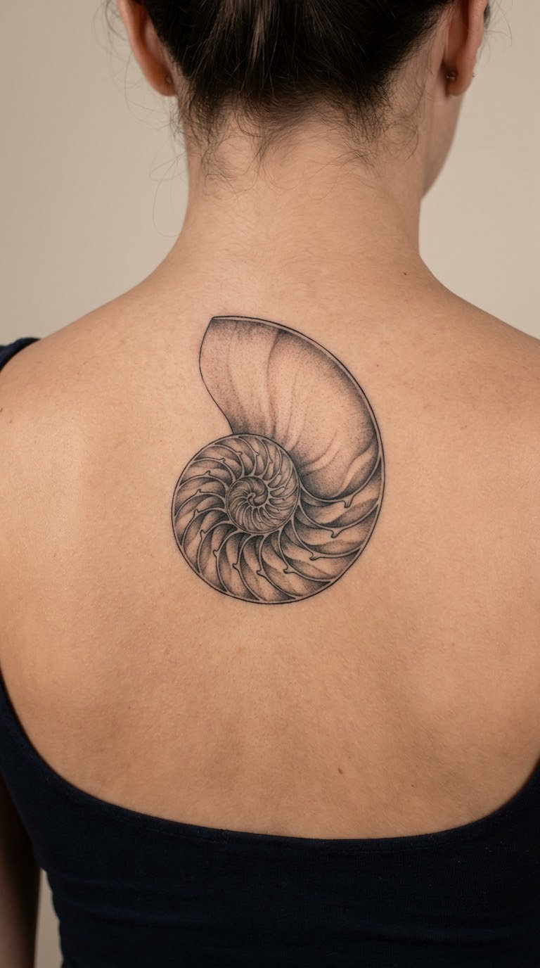Large Realistic Seashell on the Back
