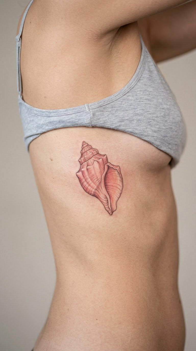 Pink Conch Shell on the Rib
