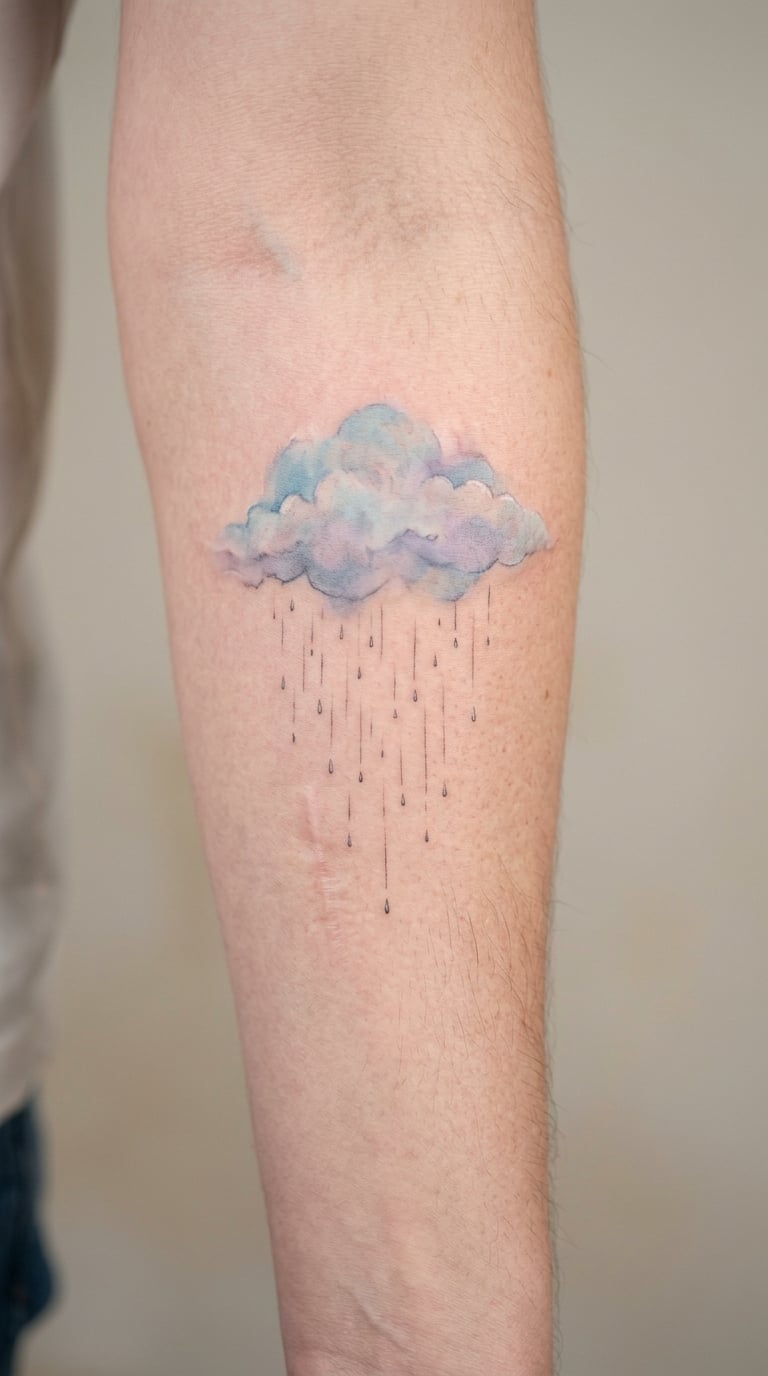 Soft Watercolor Cloud Fade for a Small Arm Scar