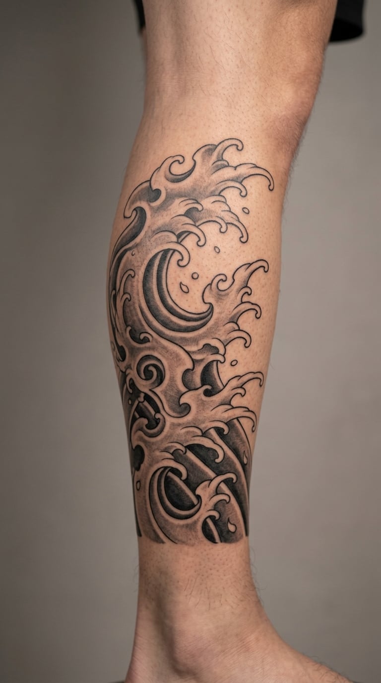 Japanese-Style Wave Pattern Along a Calf