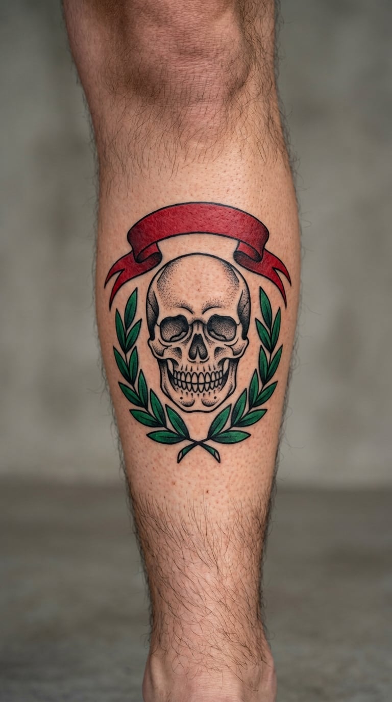 Skull and Laurel in Old School Style