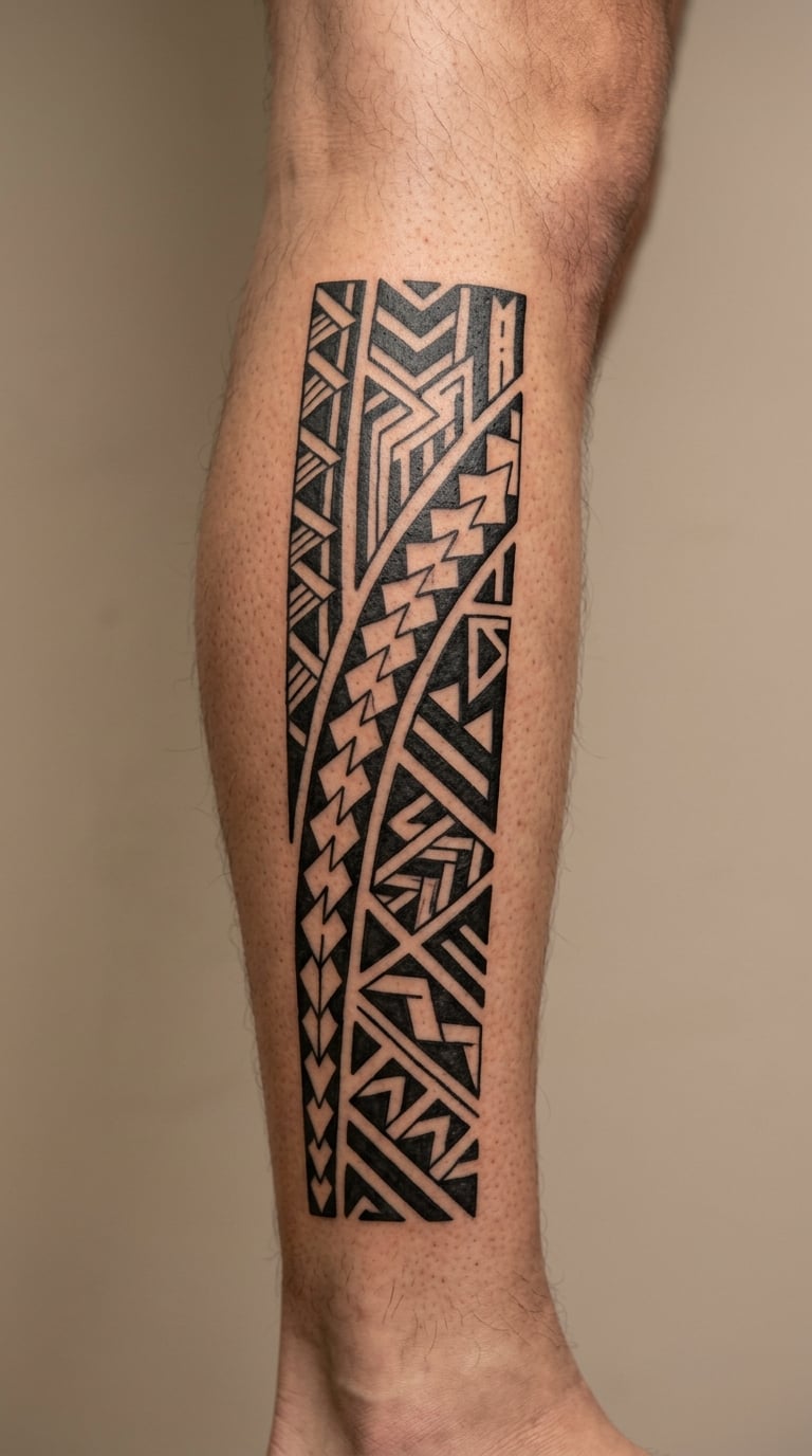 Tribal Geometric Band Running the Outer Shin