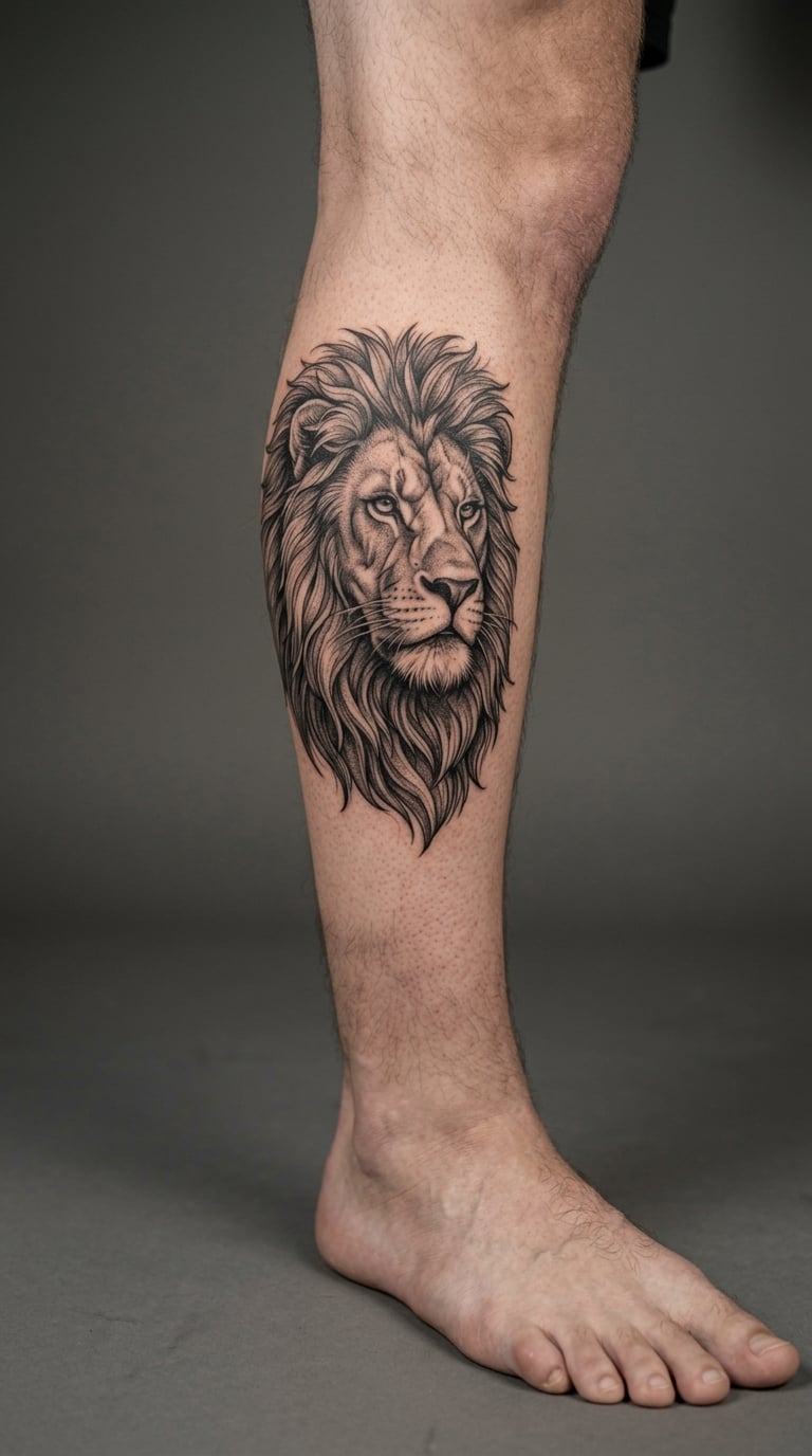 Lion Portrait in Illustrative Realism