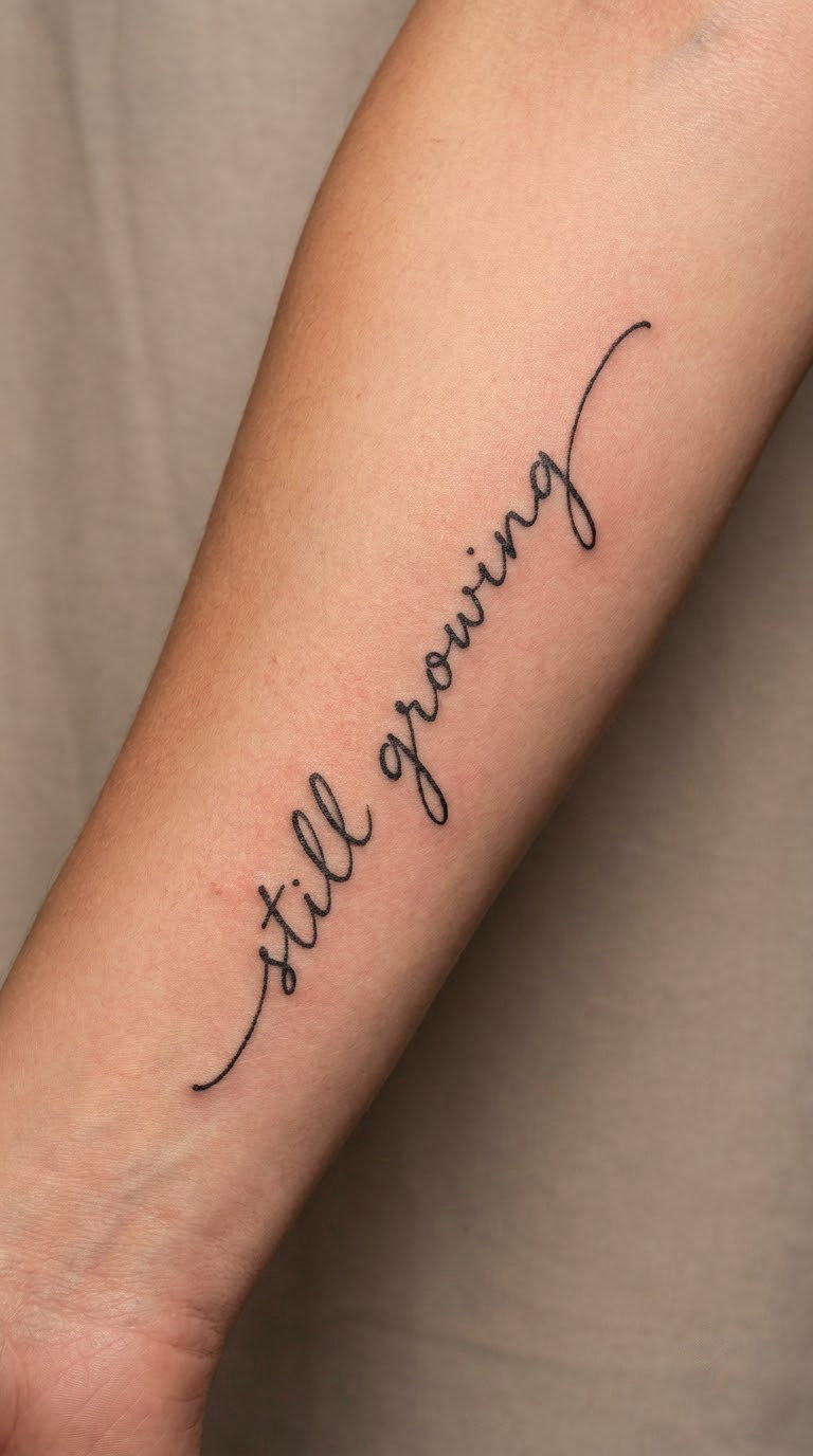 Begin Again in Curved Handwritten Script