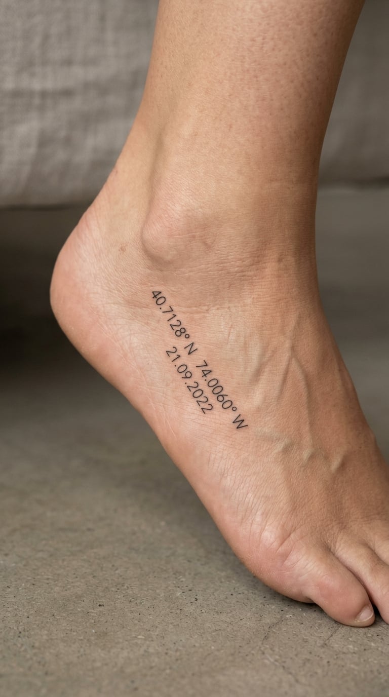 Coordinates and a Date in Fine Numerals