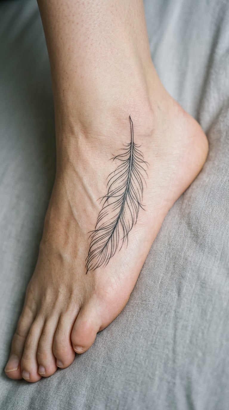 Single Feather in Fine Line