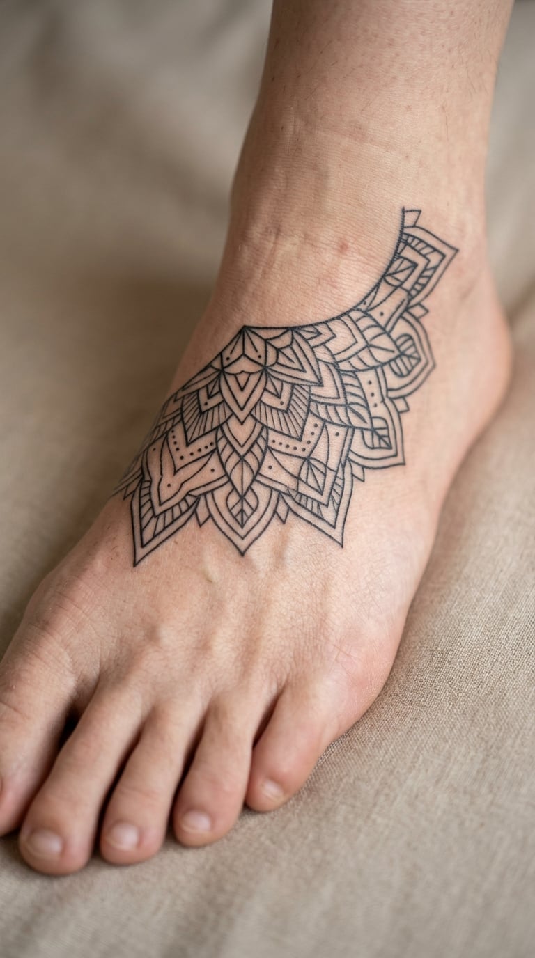 Half Mandala Curved Across the Mid-Foot