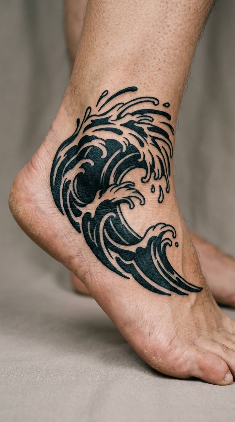 Breaking Wave in Bold Blackwork