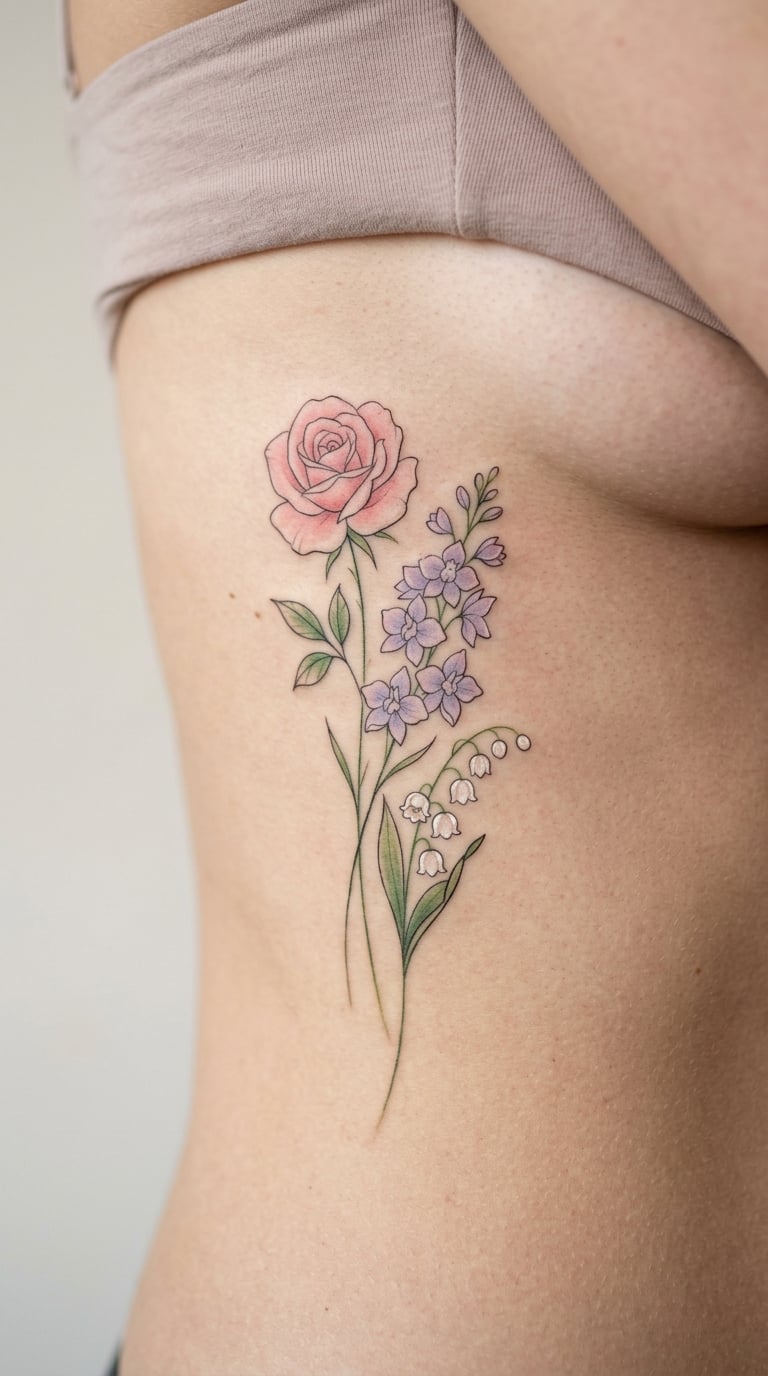 Birth Flower Trio in Soft Colour