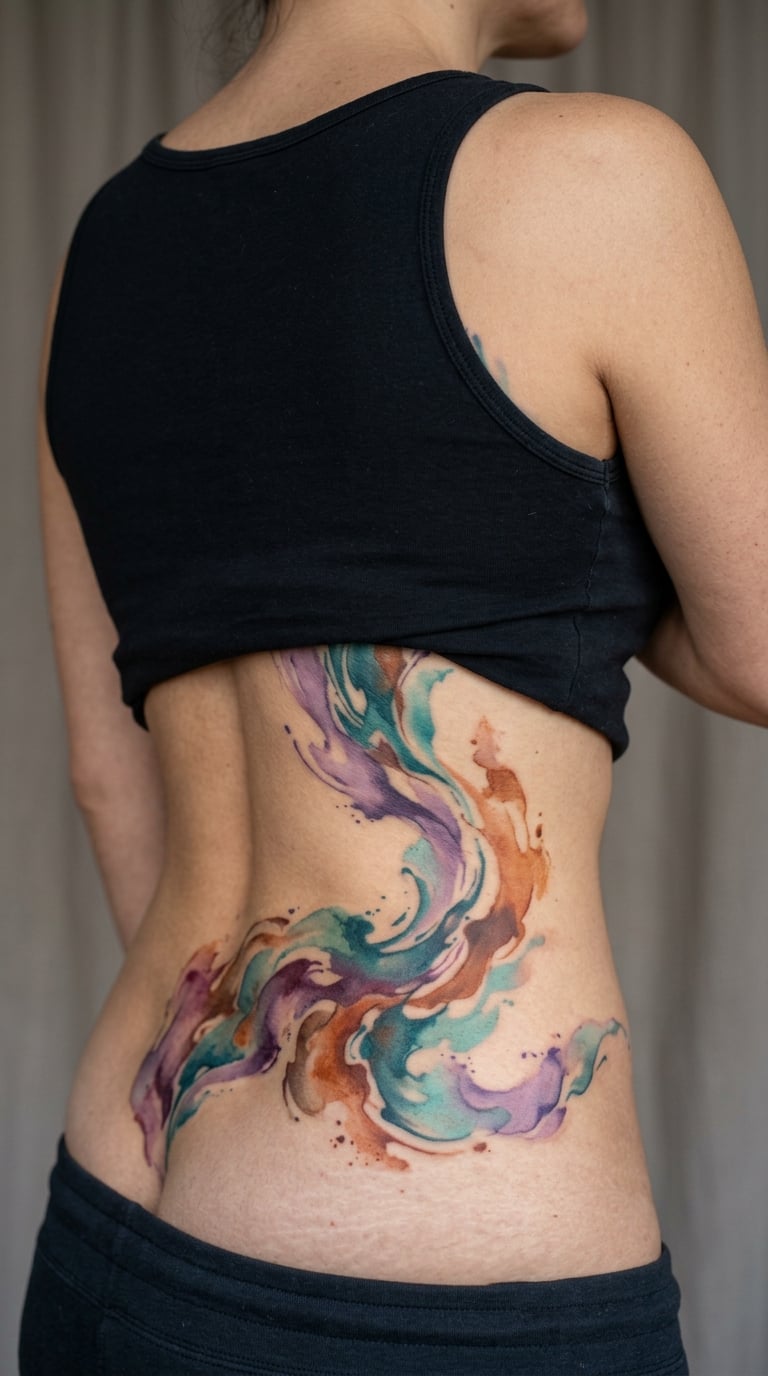Abstract Watercolor Wrap From Back to Waist