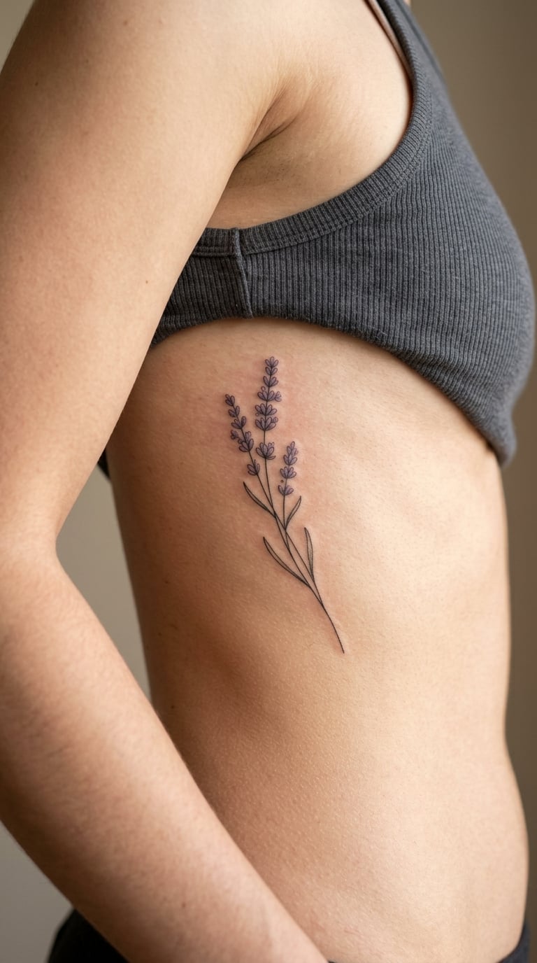 Lavender Sprig in Fine Line
