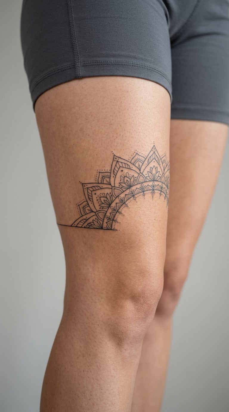 Half Mandala Circling the Leg Just Above the Knee