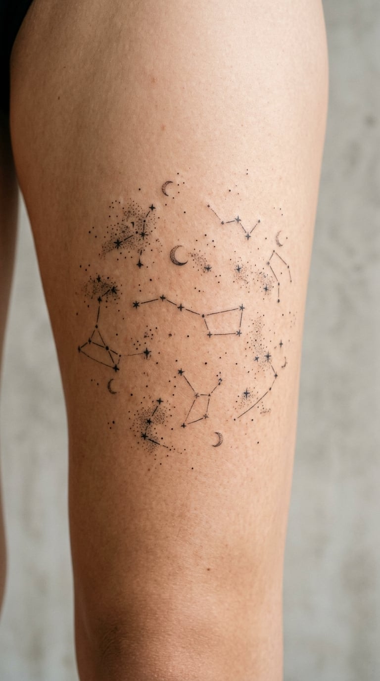Star Map of a Meaningful Night Sky in Dotwork