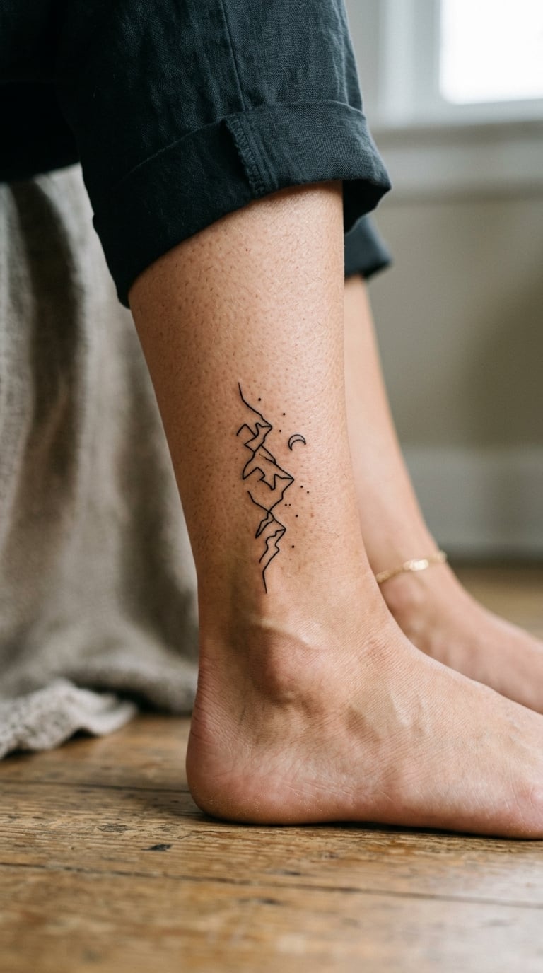 Single-Line Mountain Peaks, Outer Ankle